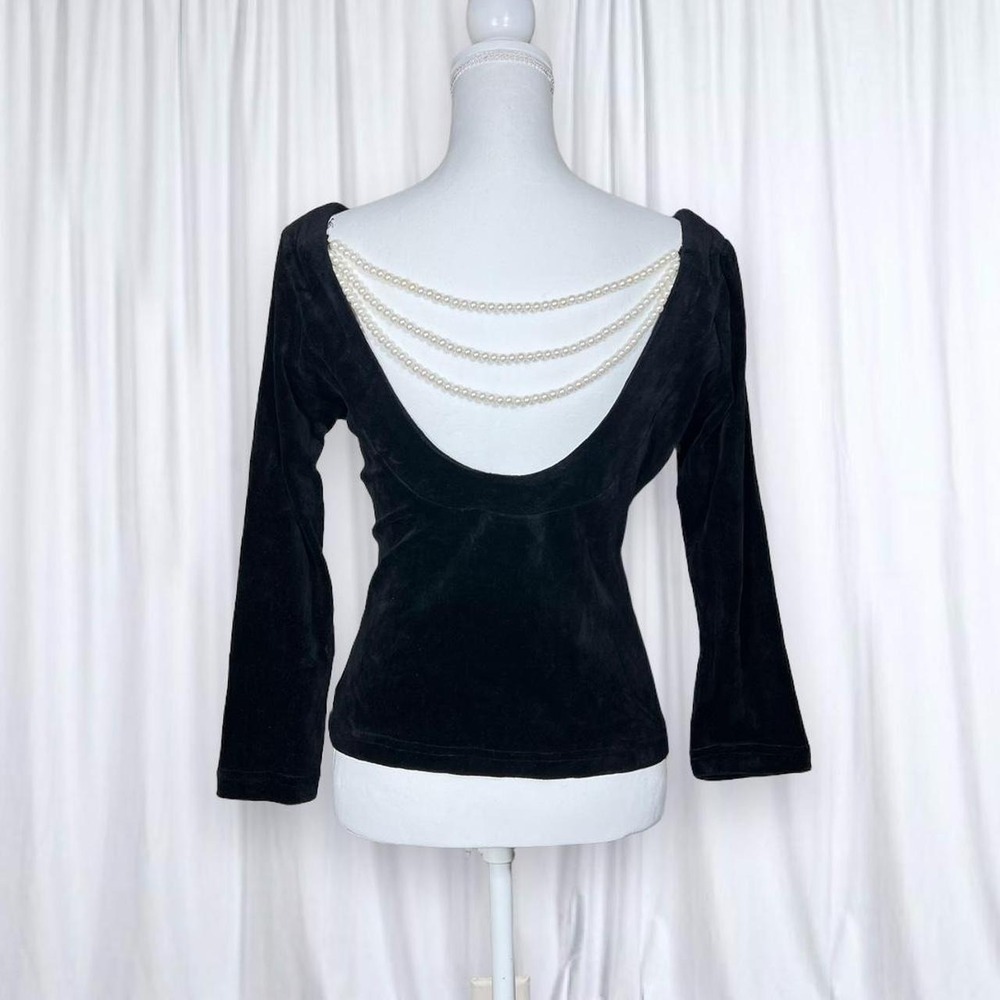 Rampage Velvet Pearl Open Back Top Vintage 1980s Made in USA